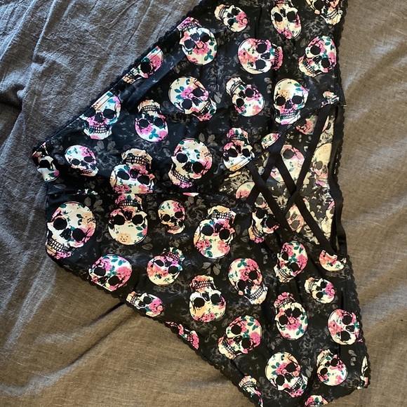 Torrid Rose Filled Skull Panties with Crisscross Back - Picture 3 of 5